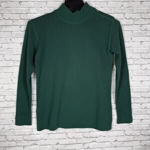 VTG Yves Saint Laurent Sweater Womens M Emerald Green Button Shoulder 100% Wool